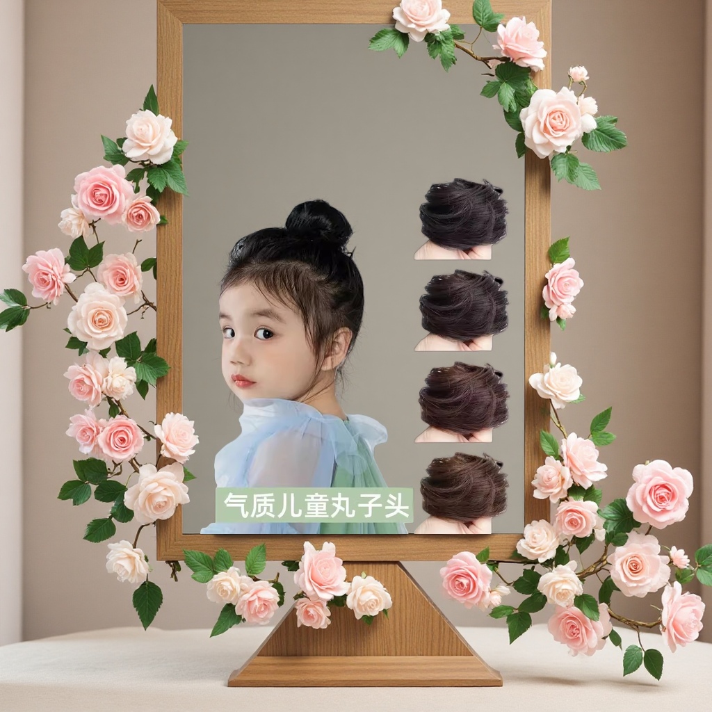 Children's false hair, hair bands, flower buds, bun heads, false hair bags, headwear, natural and fluffy hair curling tools, hair accessories that show off a lot of hair Children's false hair, hair bands, flower buds, bun heads, false hair bags, headwear, natural and fluffy hair curling tools, hair accessories that show off a lot of hair