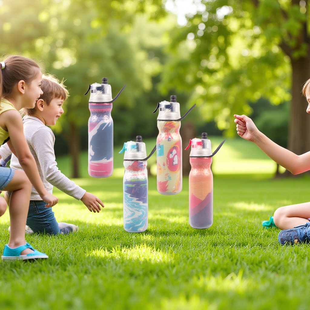 儿童学生夏季户外便携喷雾水杯防摔保冷运动水壶随手杯