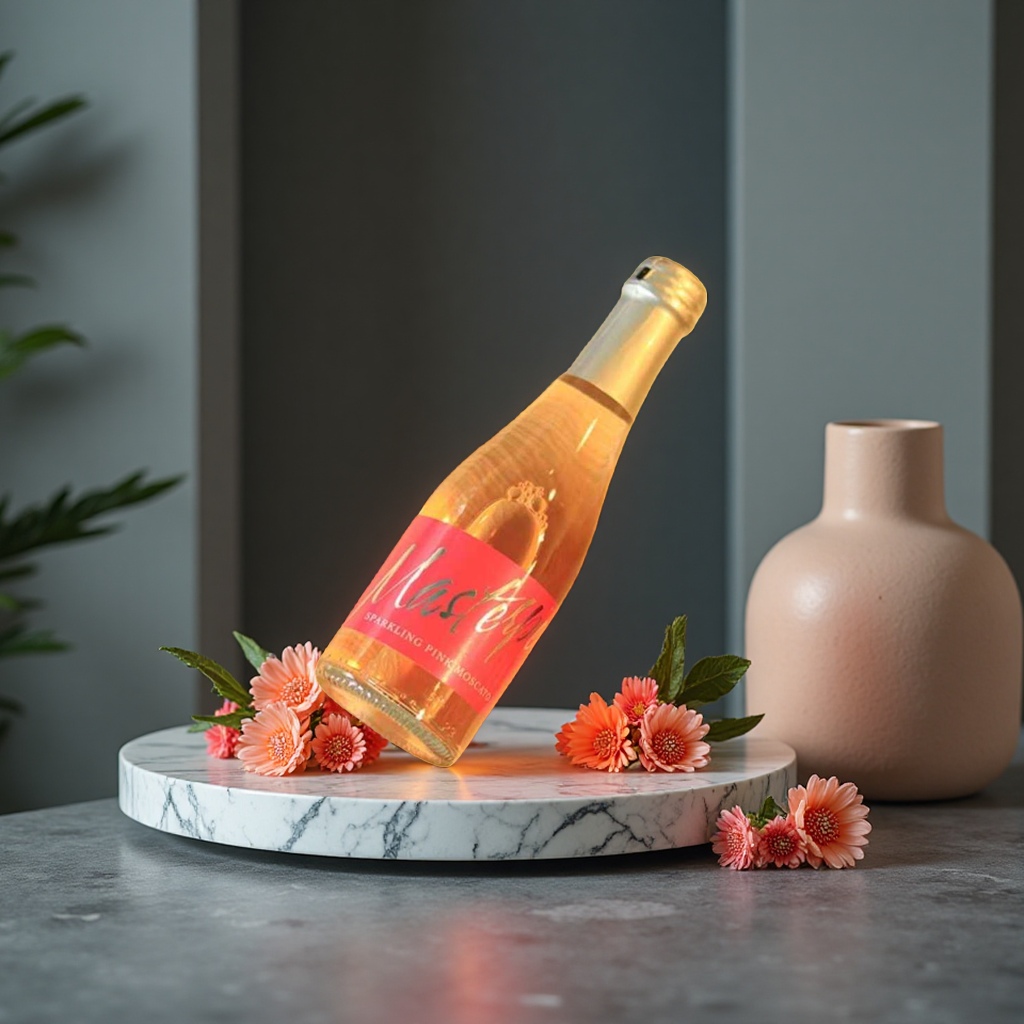 Moscato sparkling wine, champagne sparkling wine, bottled sparkling drink, refreshing taste, slightly tipsy beverage details Picture