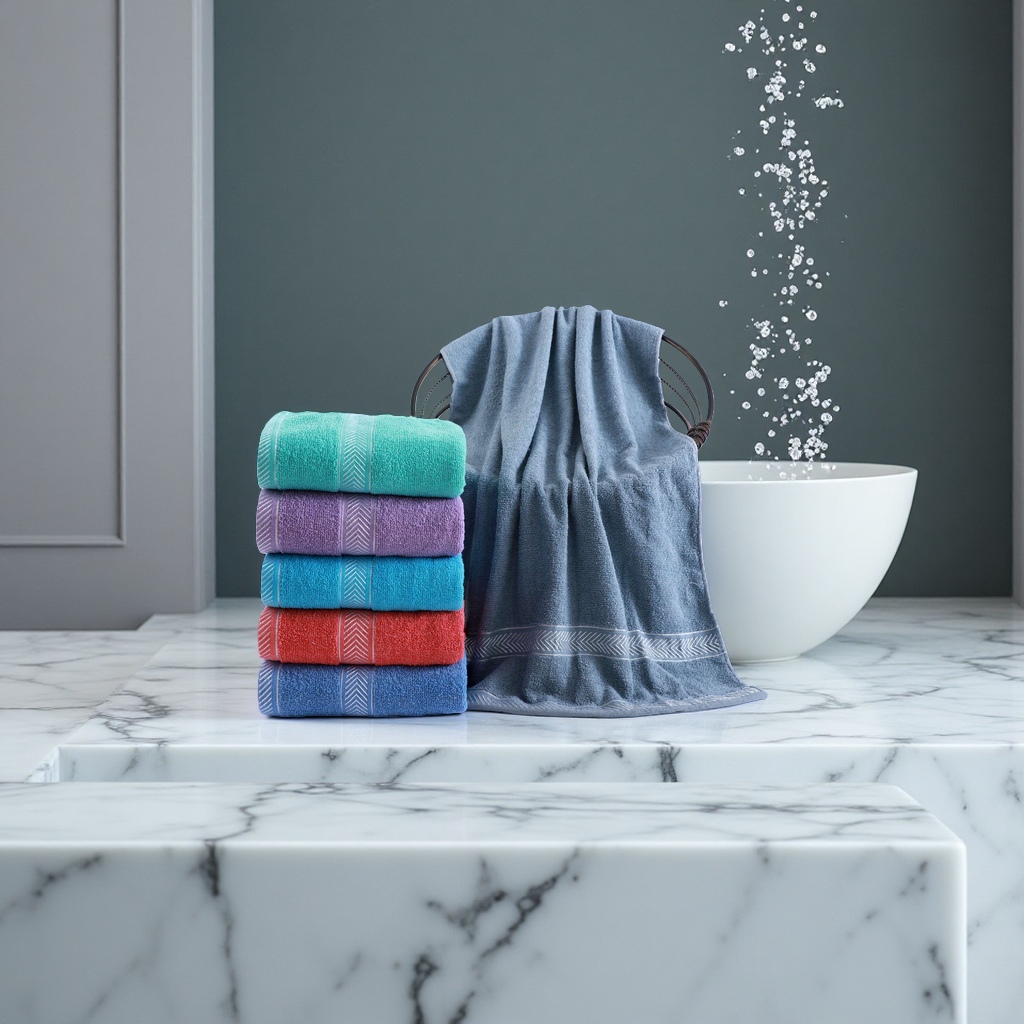 Thick bath towel, large-sized pure cotton towel, absorbent and soft, household bathroom towel
