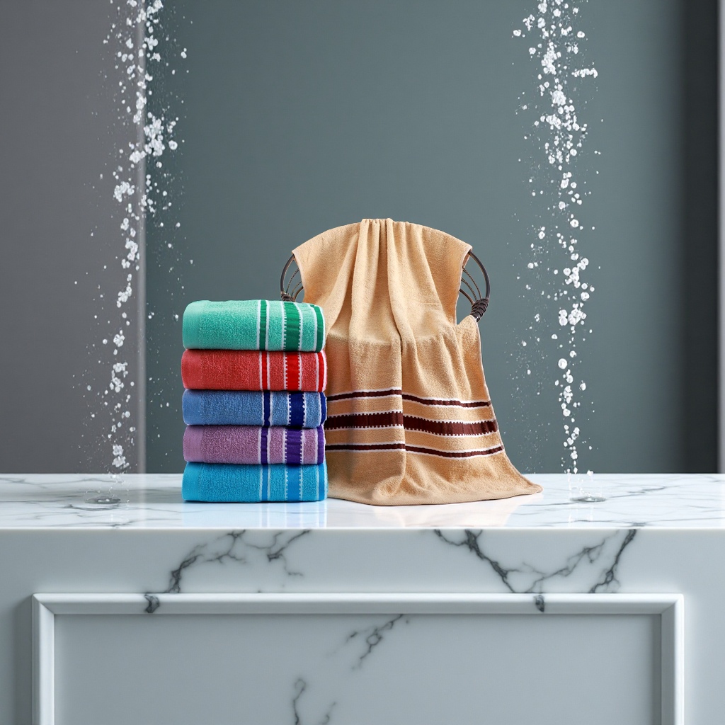 Thick bath towel, large-sized pure cotton towel, absorbent and soft, household bathroom towel details Picture