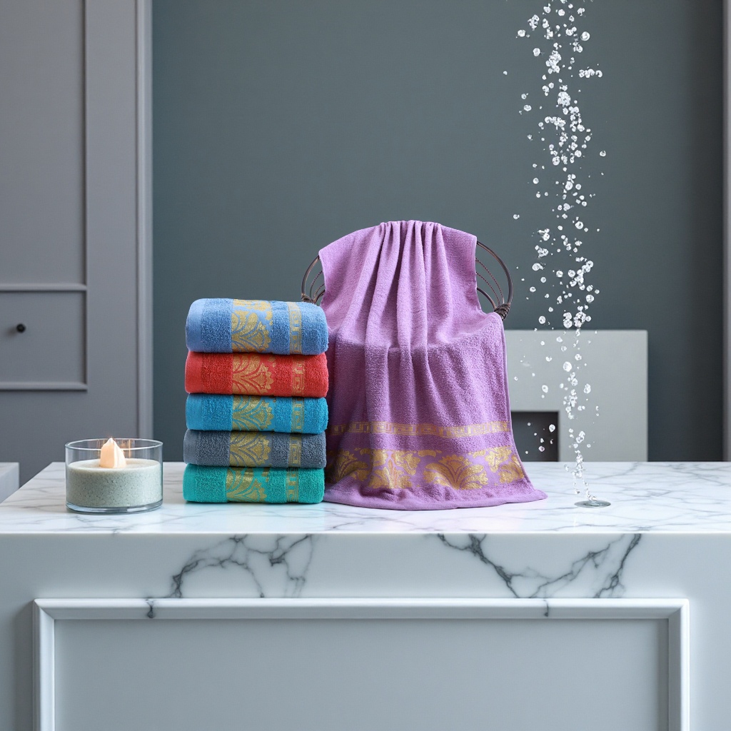 Thick bath towel, large-sized pure cotton towel, absorbent and soft, household bathroom towel Specification image