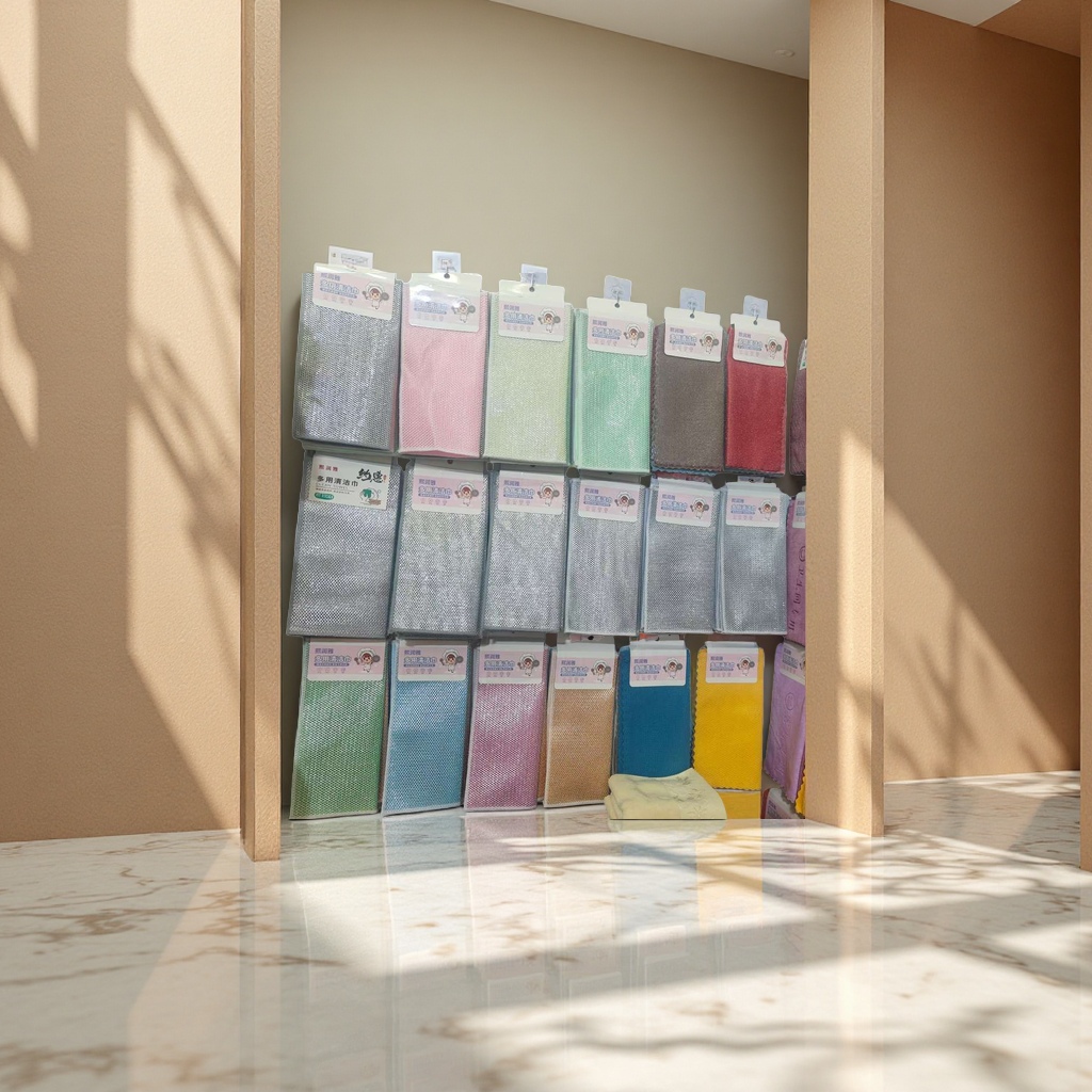 The cleaning cloth is super soft and absorbent. It can be wrung out to remove grease in the kitchen and is durable without shedding lint