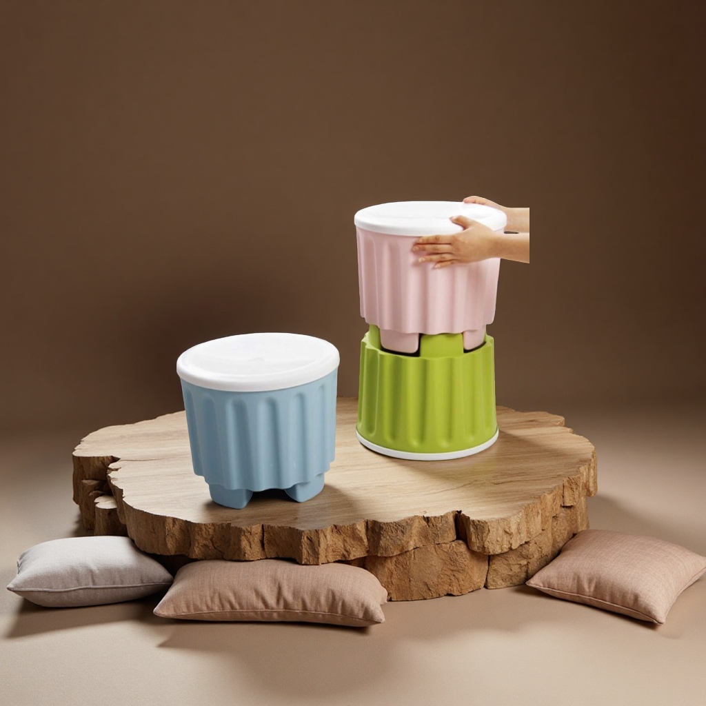 收纳凳多层储物凳防滑坐垫加厚耐用客厅卧室多功能凳子