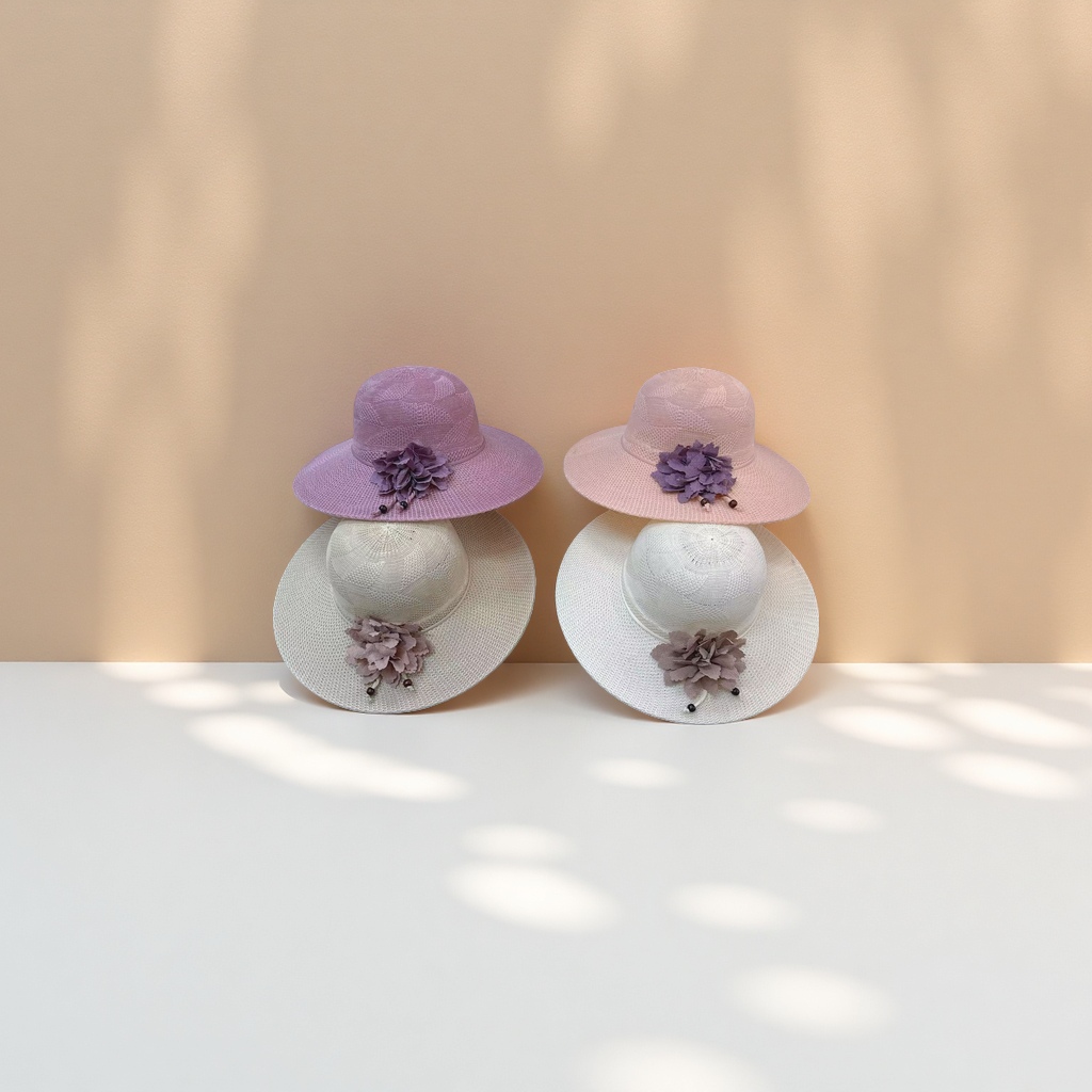 A fashionable, breathable and simple Korean style summer sun hat for women wearing straw hats Specification image