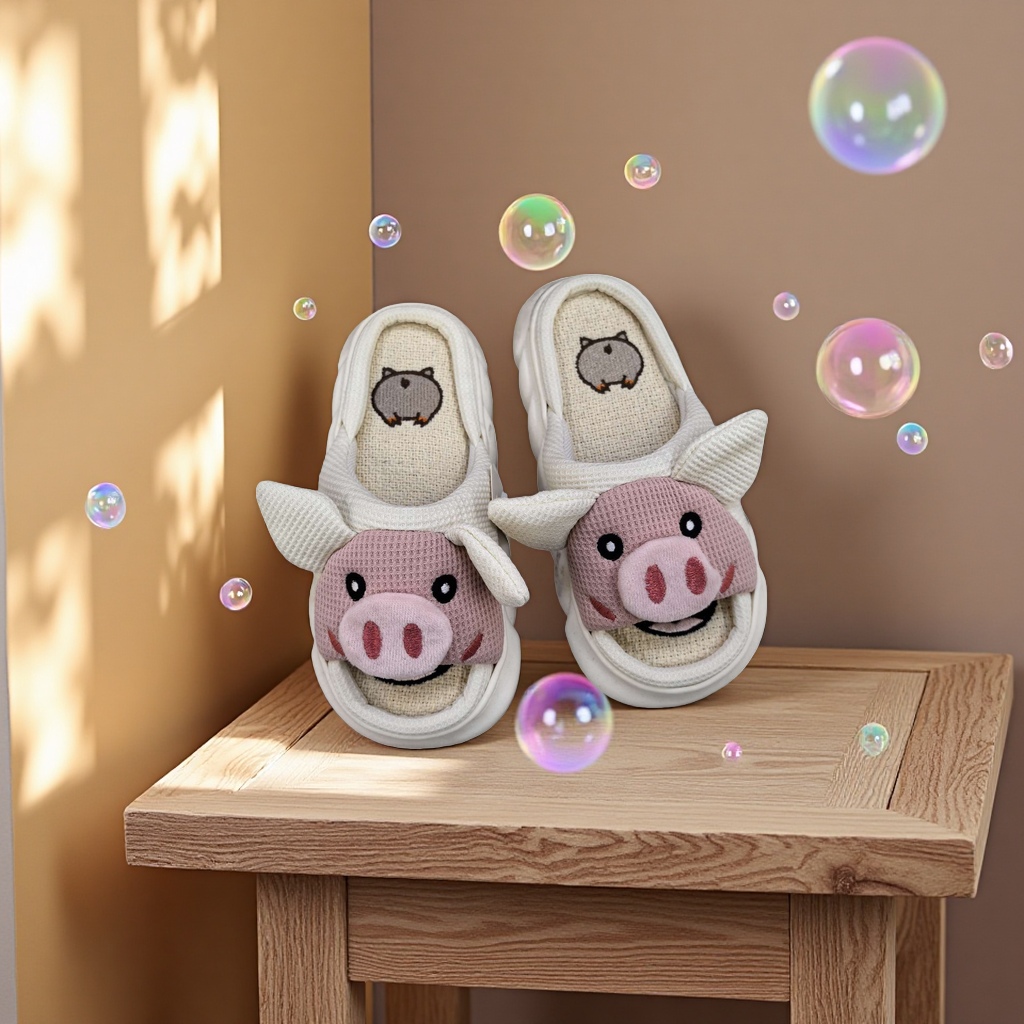 Anti-slip thickened cartoon slippers for home use, soft-soled for both women and men Application Scenario
