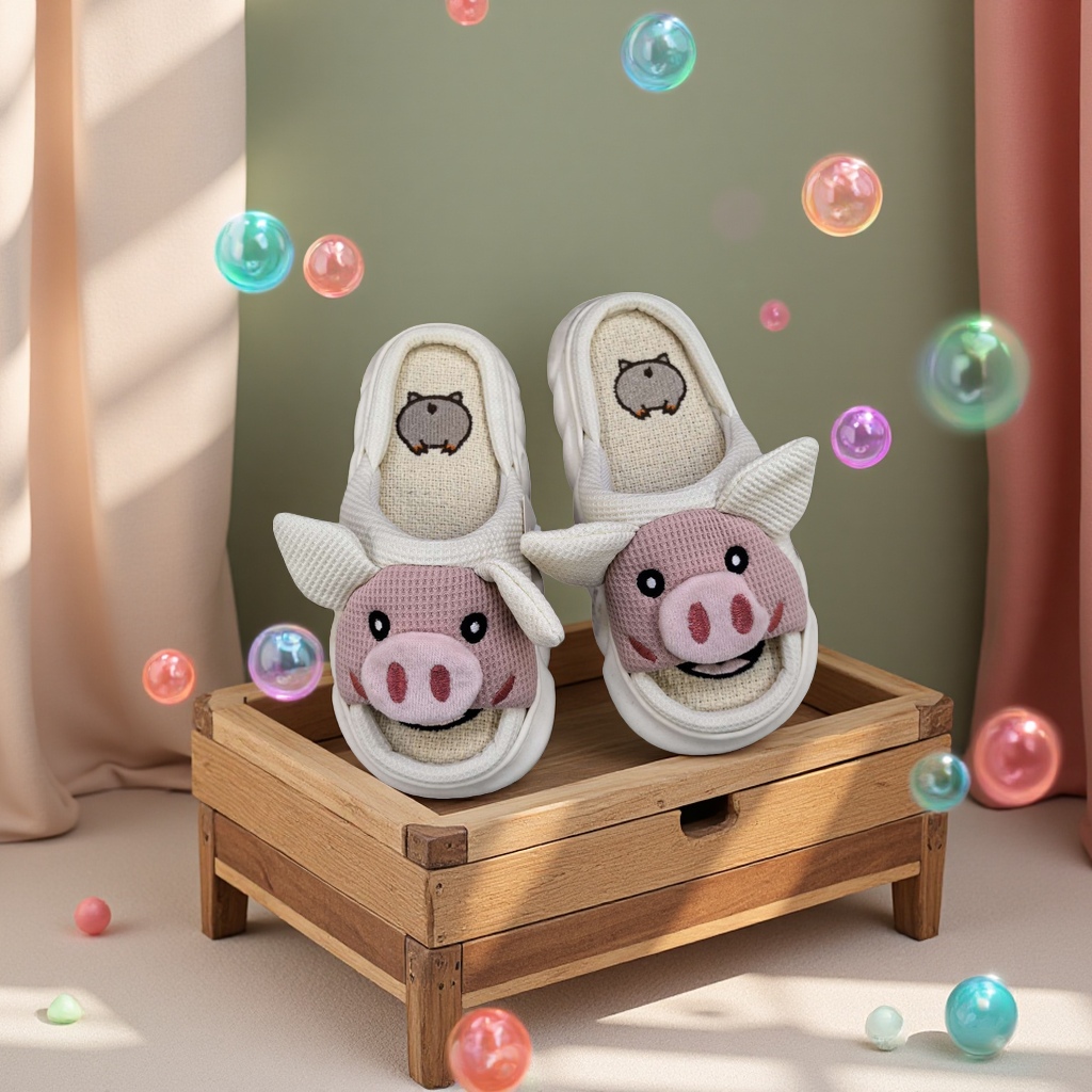 Anti-slip thickened cartoon slippers for home use, soft-soled for both women and men