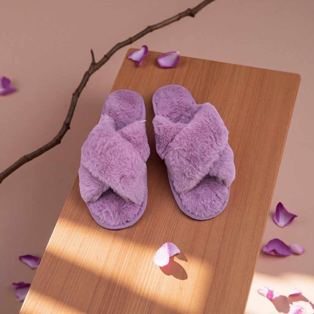 Cross-wool slippers, thickened and warm, anti-slip soft-soled home slippers for export details Picture