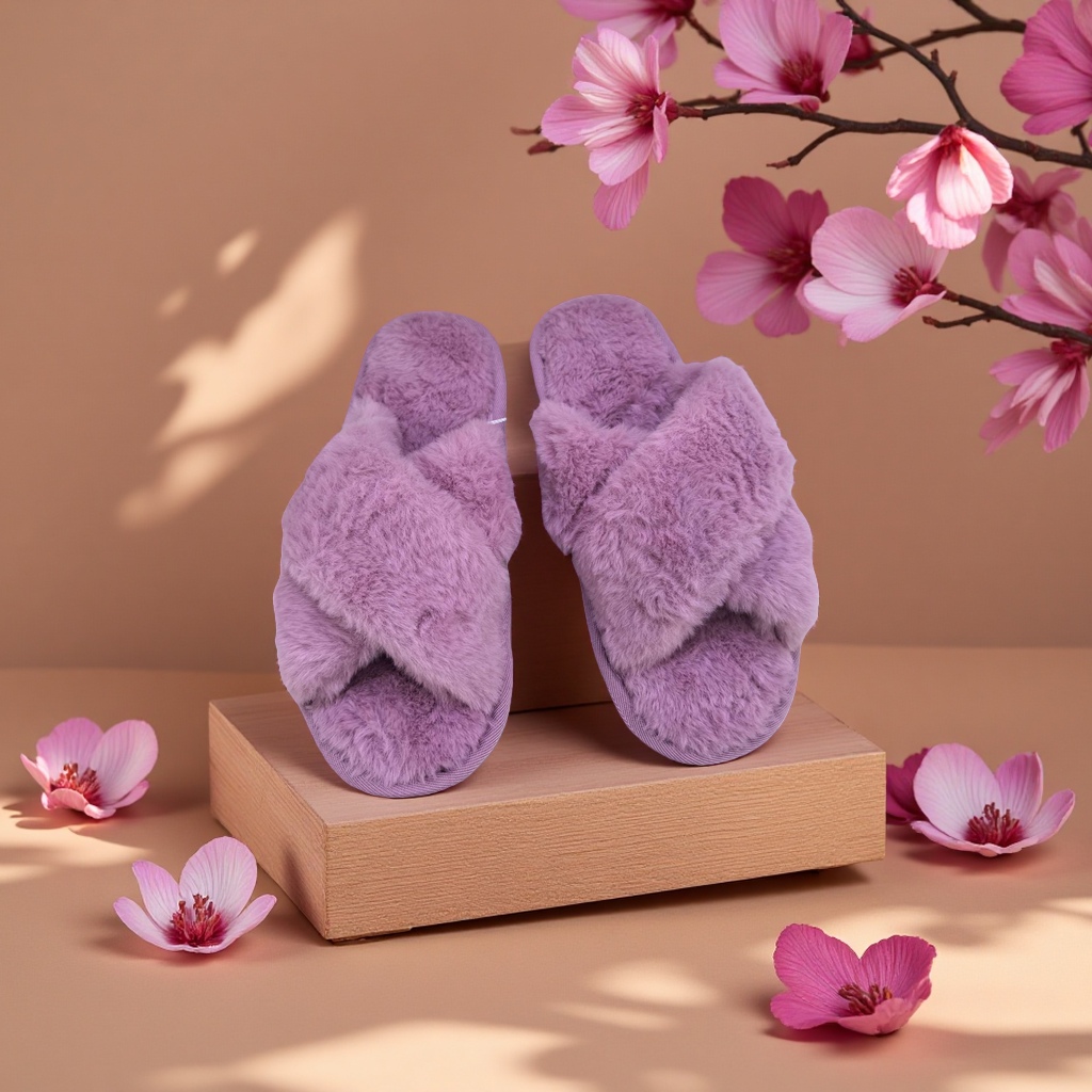 Cross-wool slippers, thickened and warm, anti-slip soft-soled home slippers for export Application Scenario