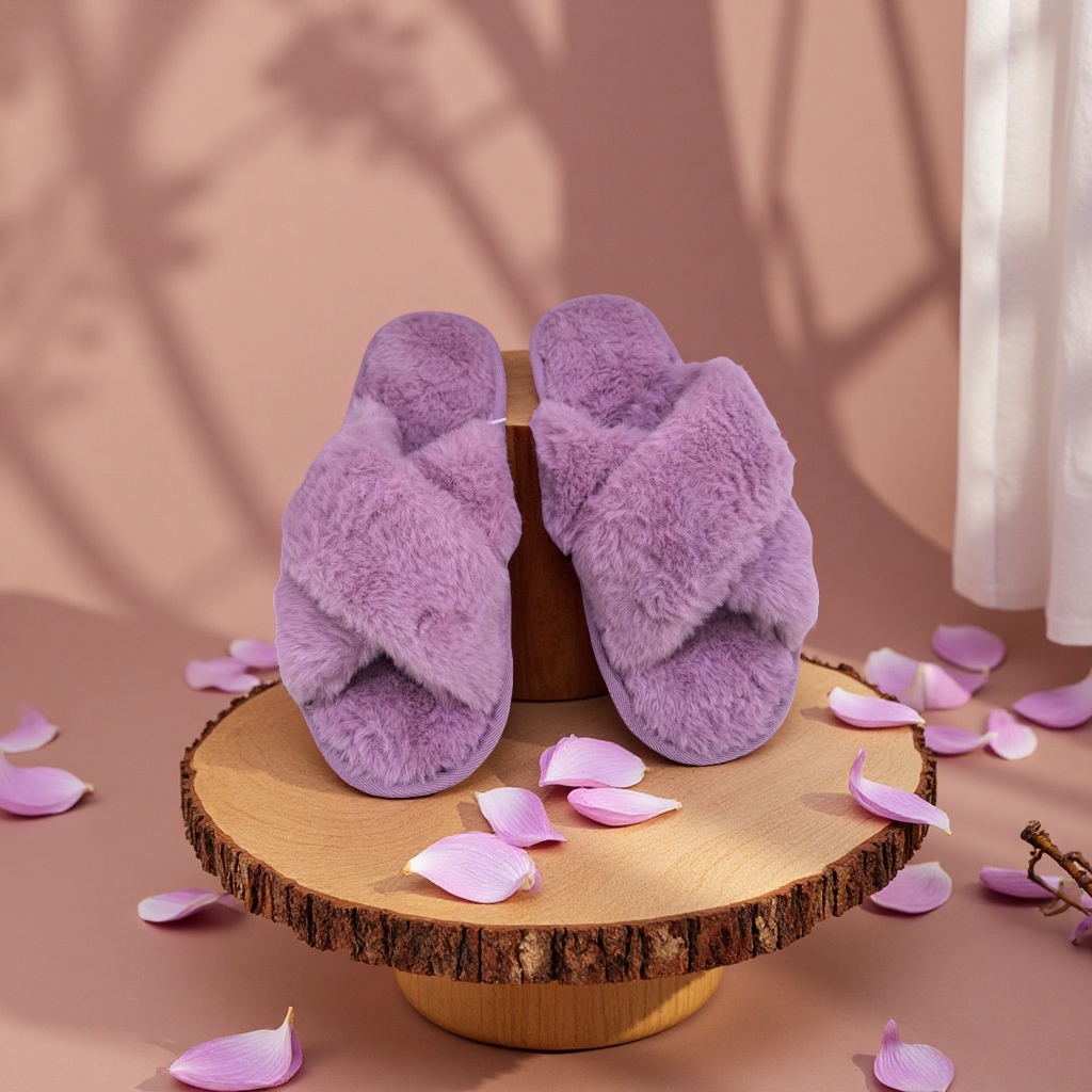 Cross-wool slippers, thickened and warm, anti-slip soft-soled home slippers for export Specification image