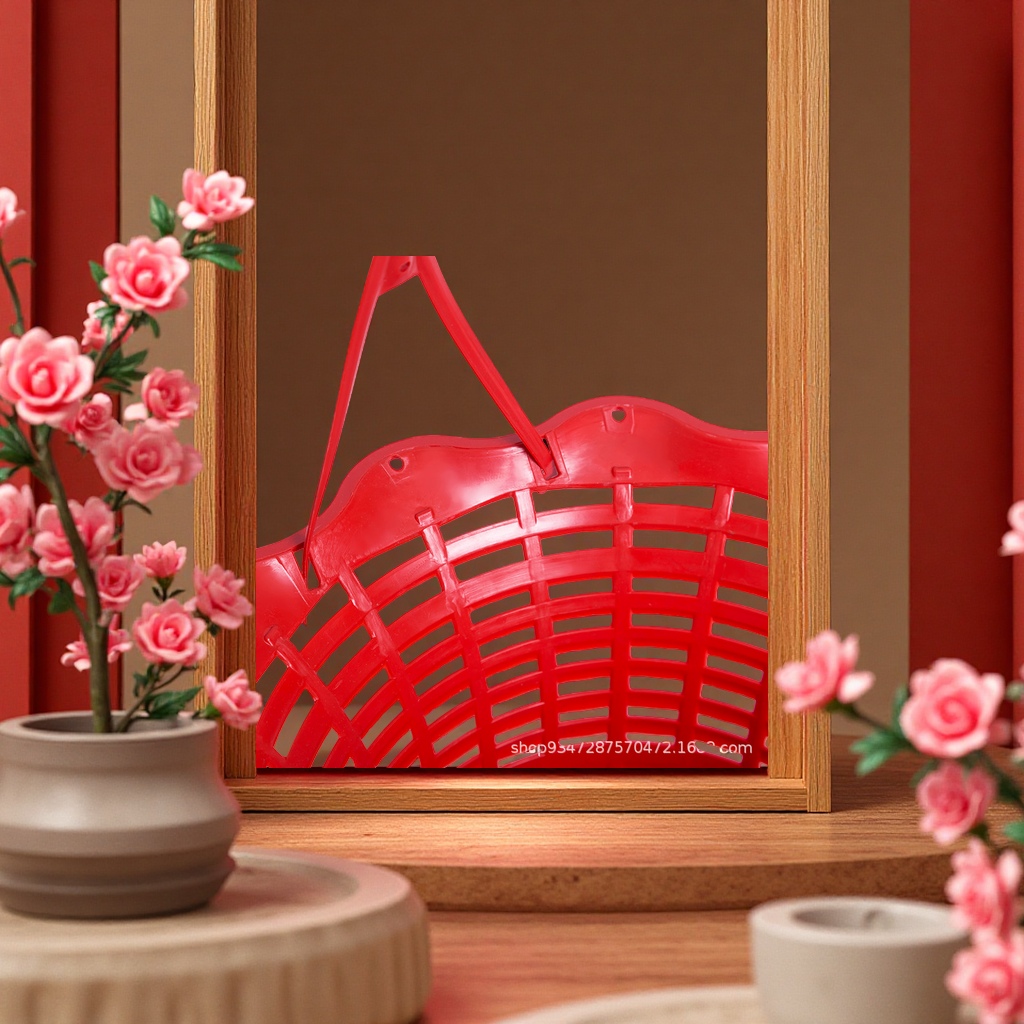 Qingming artificial flower plastic hand-held flower baskets, flower POTS, garden decoration, rattan woven flower vases, sacrificial garden plastic flower baskets, flower POTS, handicrafts, gifts, plastic handicrafts Specification image