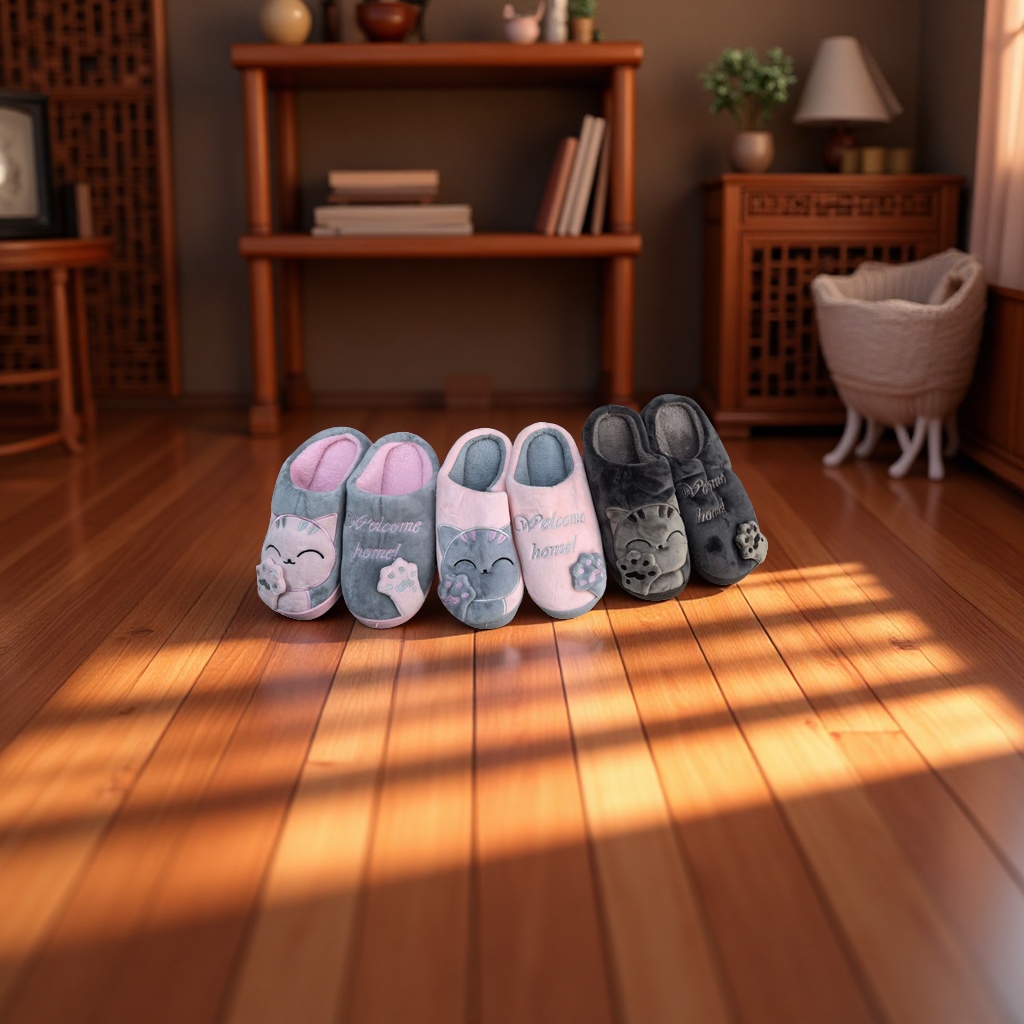 Maneki Neko cartoon anti-slip home slippers, comfortable and warm home slippers Specification image