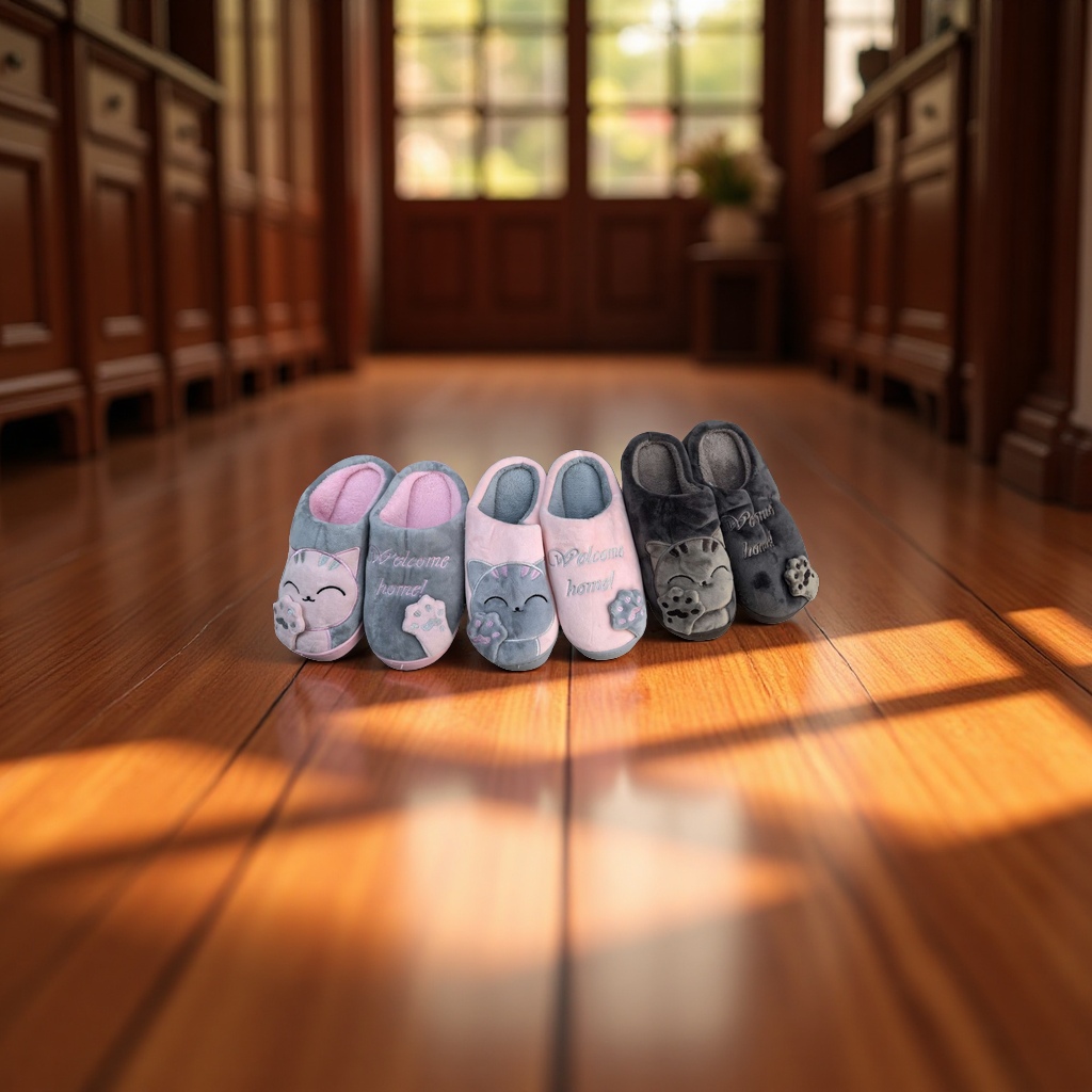 Maneki Neko cartoon anti-slip home slippers, comfortable and warm home slippers Application Scenario