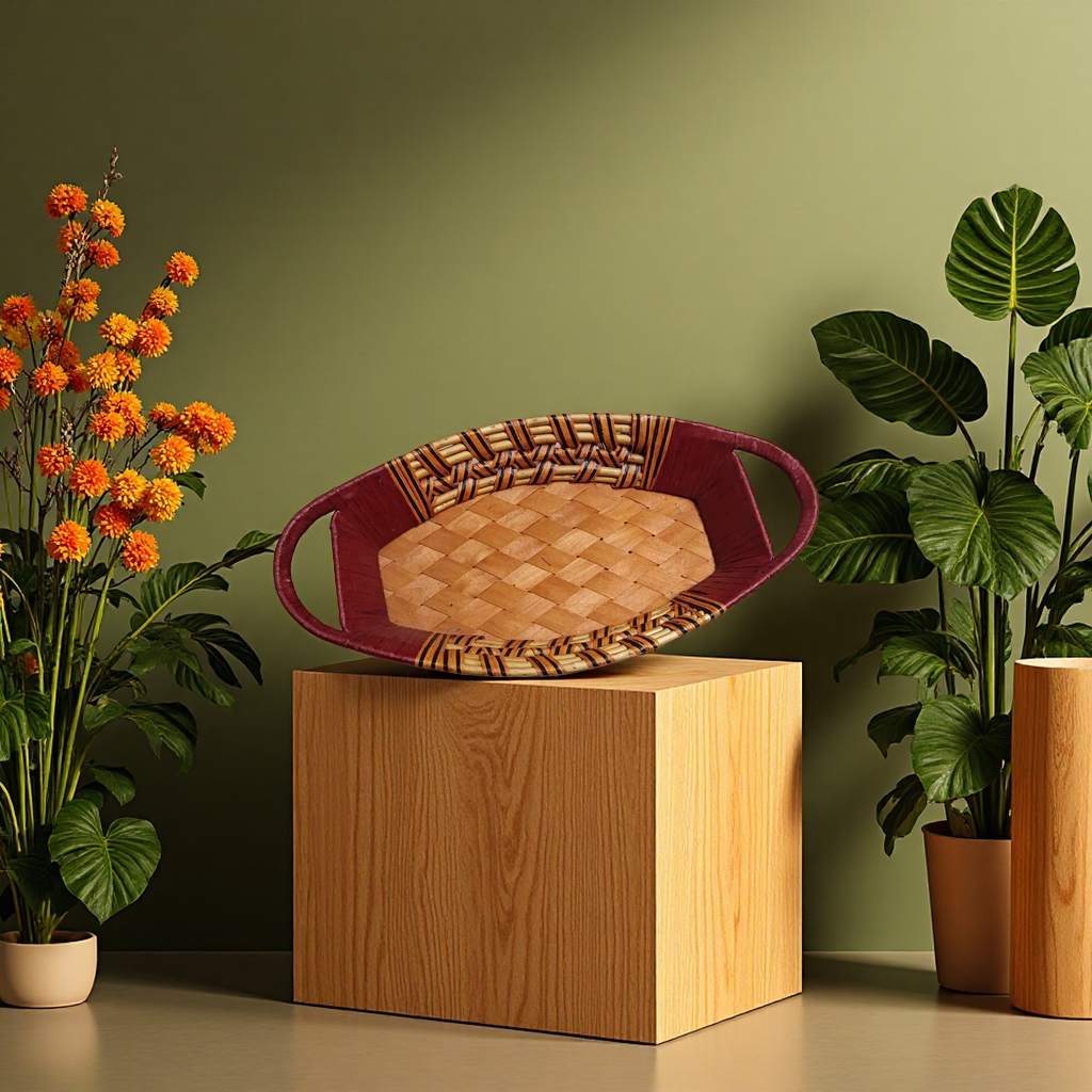 Fruit basket, country-style bamboo woven fruit basket, kitchen storage basket, multi-layer large-capacity fruit storage basket Specification image