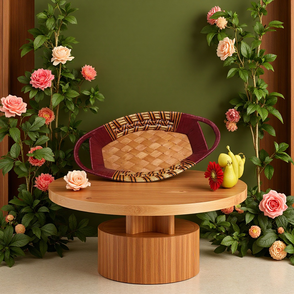 Fruit basket, country-style bamboo woven fruit basket, kitchen storage basket, multi-layer large-capacity fruit storage basket