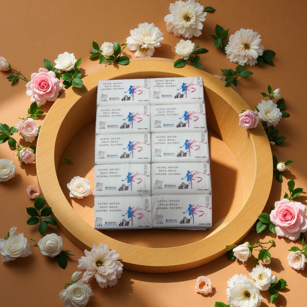 Flexible household tissue paper, 180 sheets, large capacity, thickened to prevent lint shedding