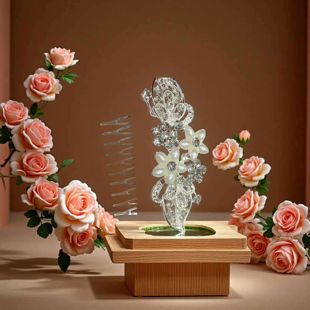 水晶珍珠新娘发梳优雅婚庆头饰 bridal hair comb