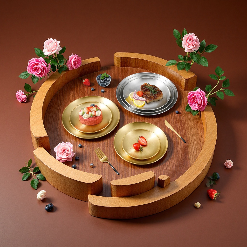 Stainless steel round barbecue plate, 12 to 34 centimeters, restaurant fruit and dessert plate