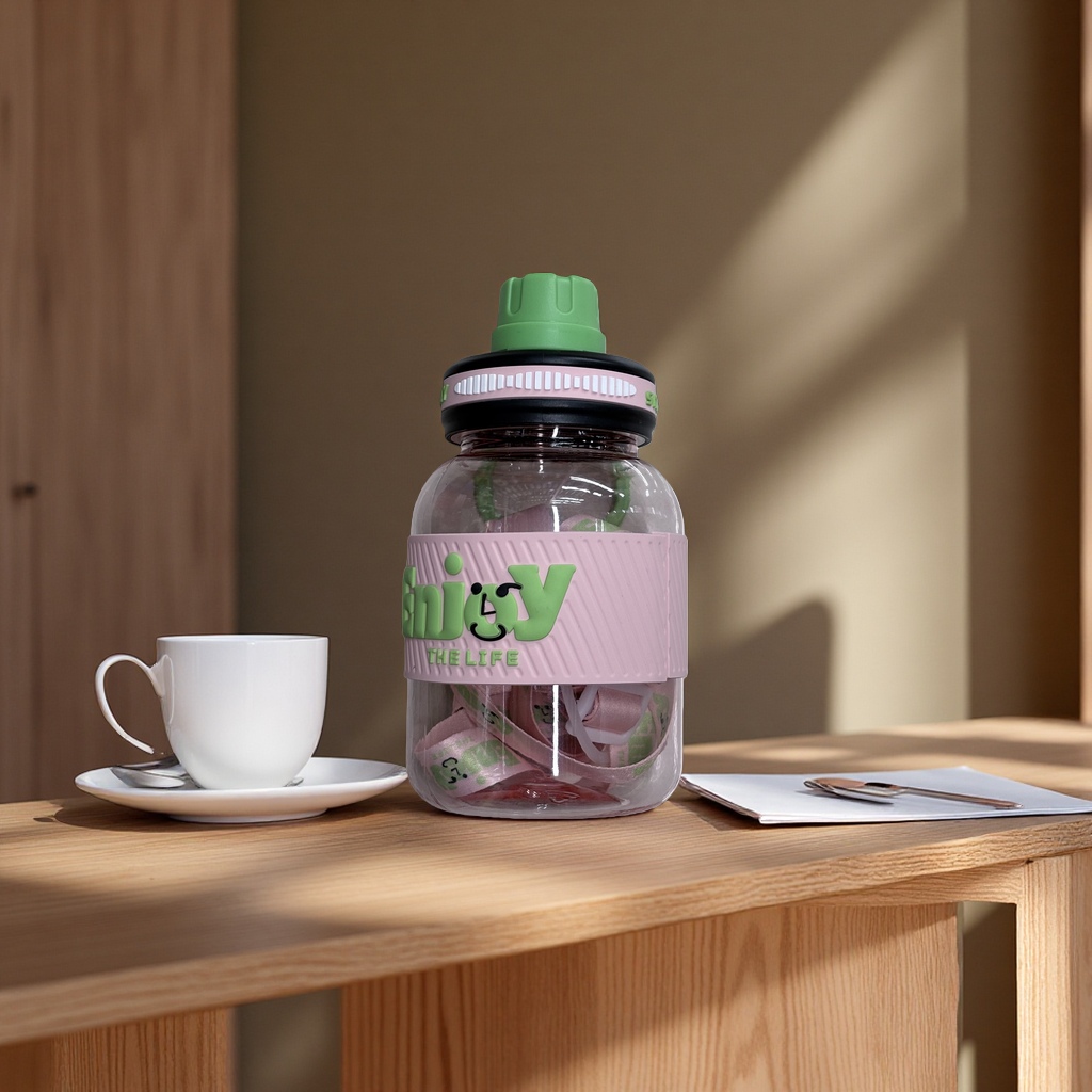 Plastic cup, large-capacity high-temperature resistant household cup, 1000ml leak-proof lid full figure