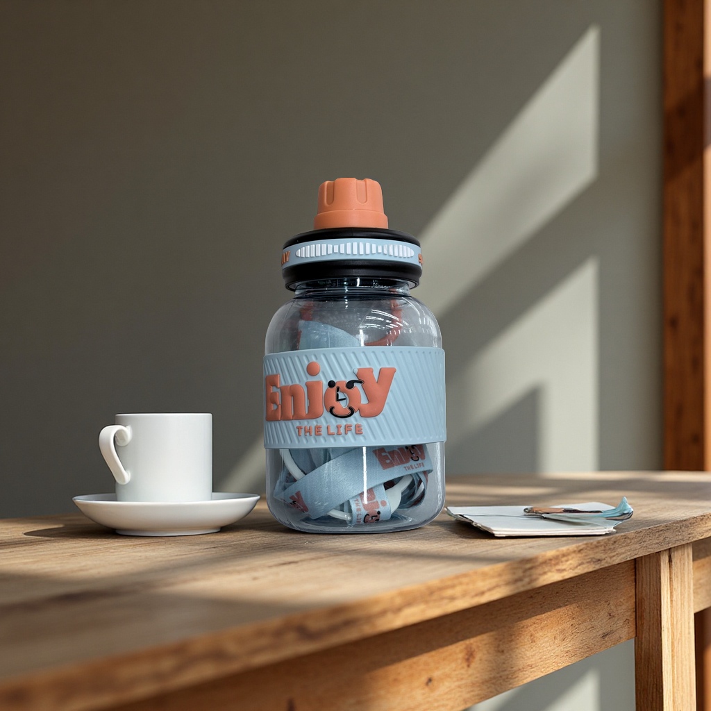 Plastic cup, large-capacity high-temperature resistant household cup, 1000ml leak-proof lid Specification drawing