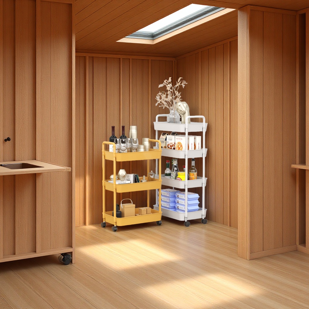 家用简易多层置物架小推车收纳架落地厨房零食储物卧室床头收纳架