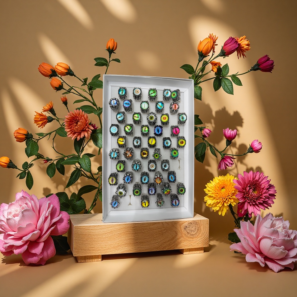 欧美恶魔之眼开口戒指可调节男女个性朋克手饰厂家批发细节图