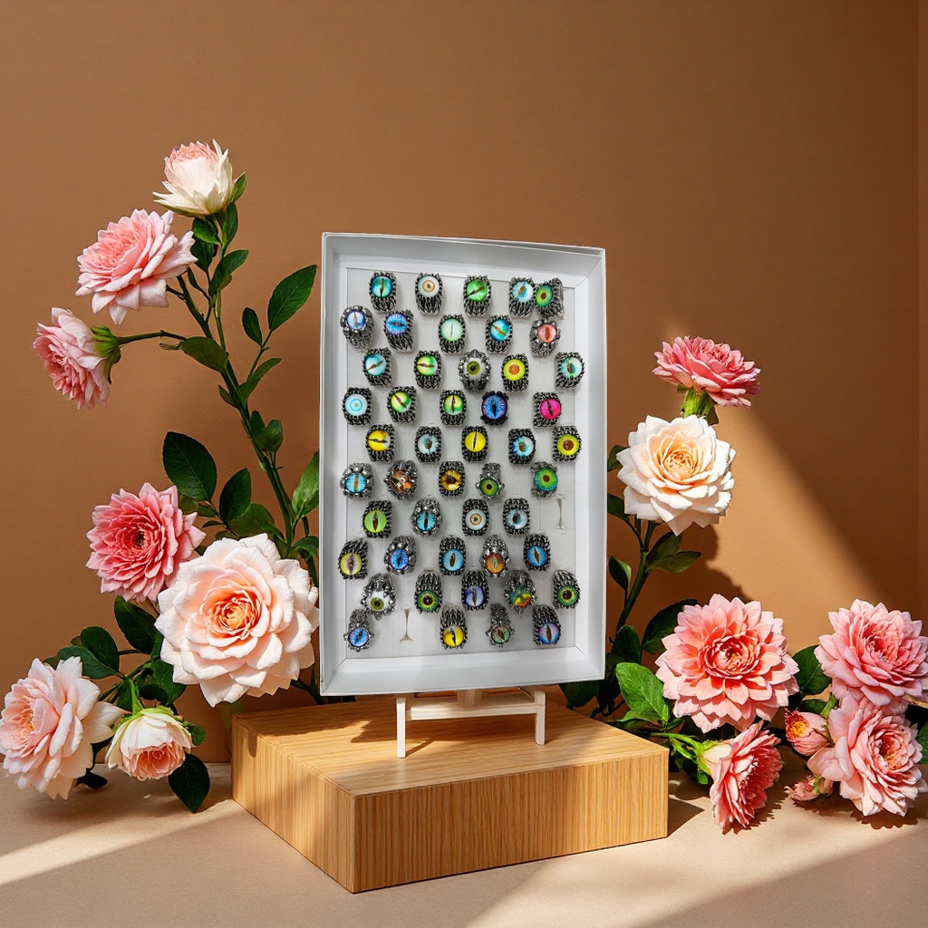 欧美恶魔之眼开口戒指可调节男女个性朋克手饰厂家批发