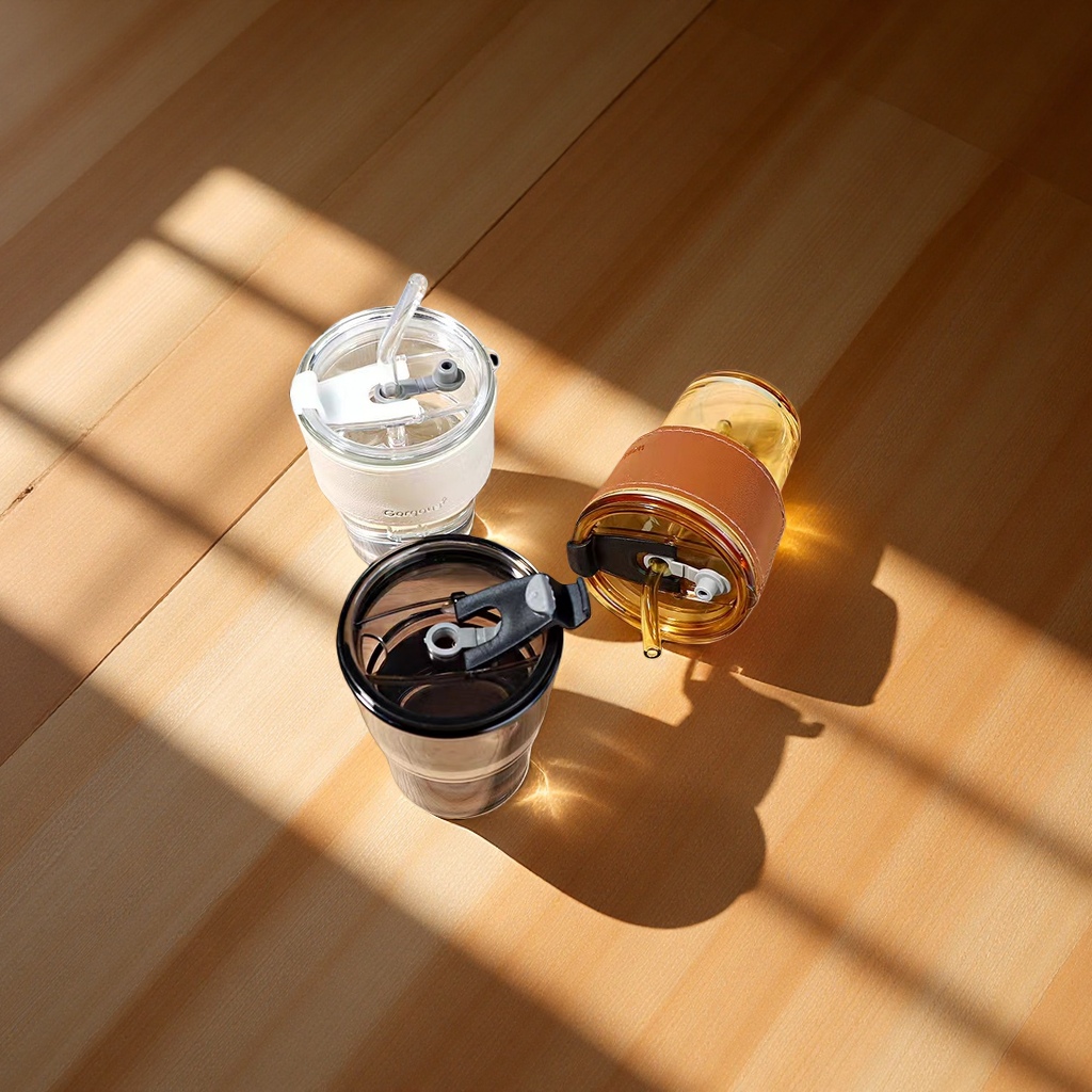 INS bamboo joint glass cup, double-drinking straw cup, high-temperature resistant office gift cup, beverage coffee cup Application Scenario