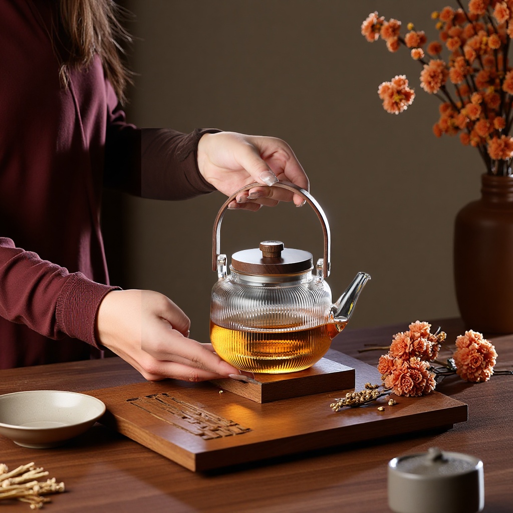 电陶炉煮茶壶玻璃耐高温烧水泡茶壶家用提梁壶围炉煮茶器茶具