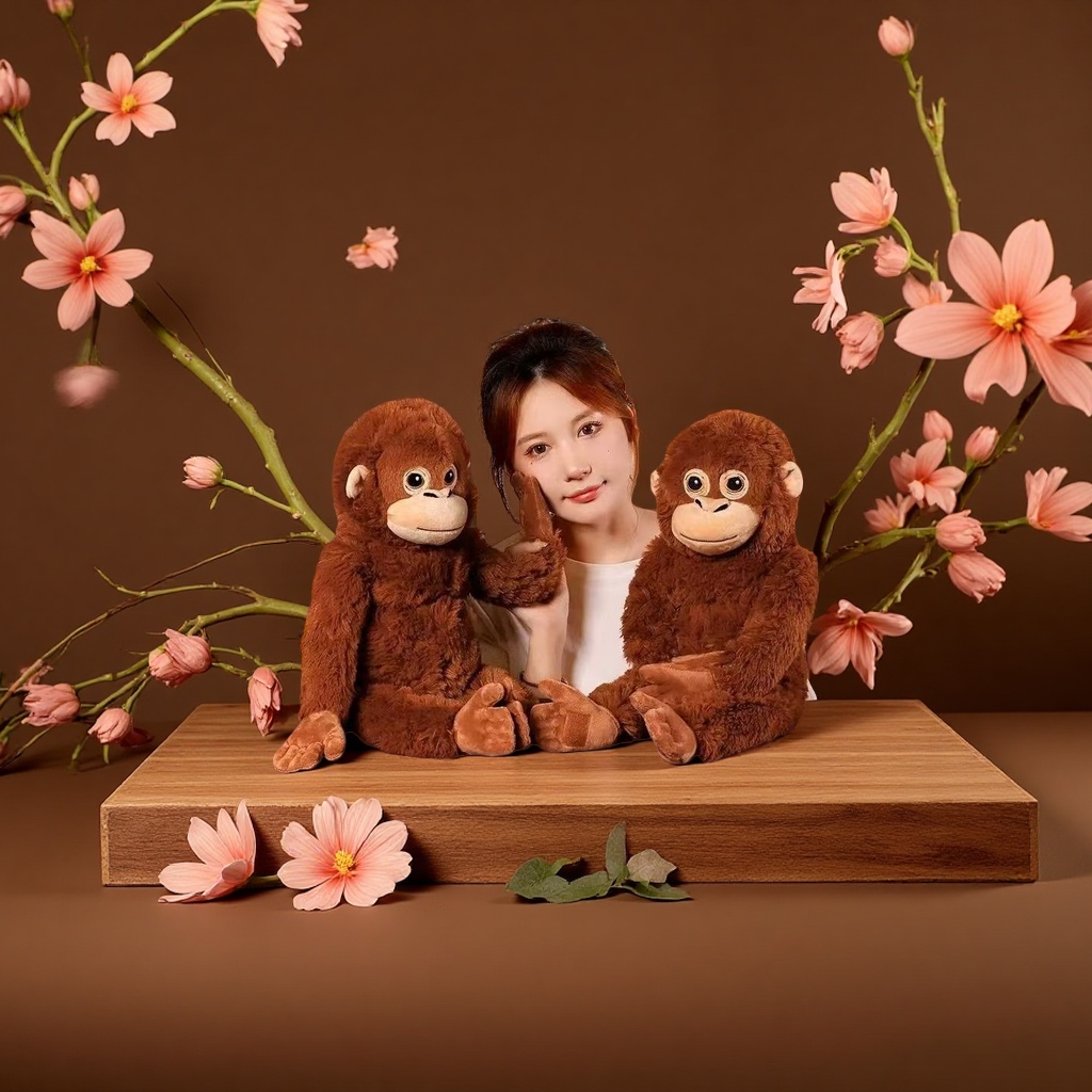 Plush toy, doll, monkey doll, cute and soft, in the shape of a pillow details Picture