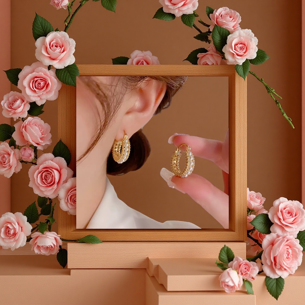 Rose gold earrings are simple, fashionable, light luxury and niche design accessories for women. They are a gift for girls detail image 4