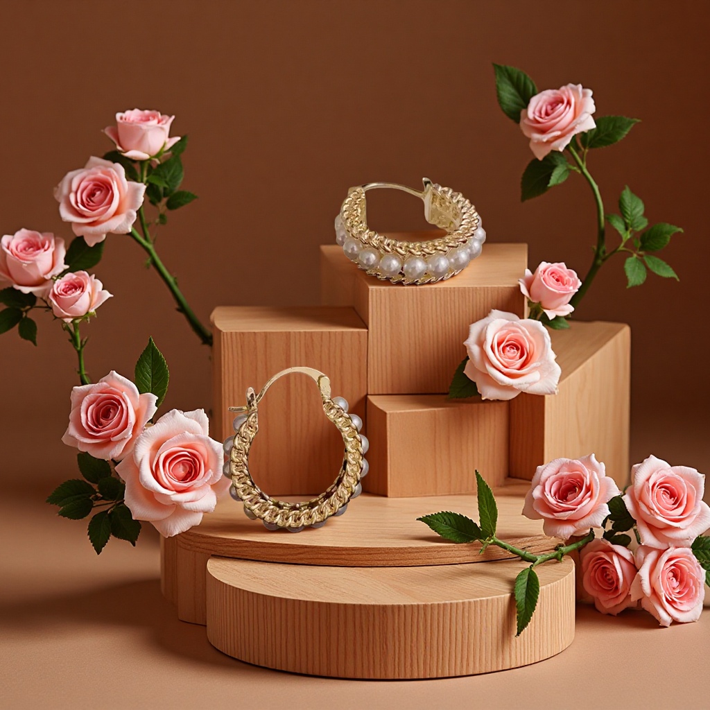 Rose gold earrings are simple, fashionable, light luxury and niche design accessories for women. They are a gift for girls Specification image