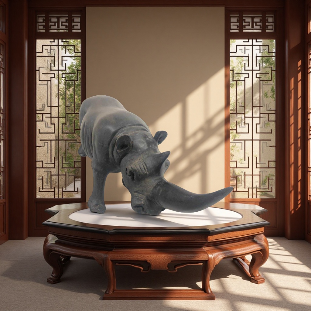 犀牛木雕摆件工艺品装饰品客厅书房摆设