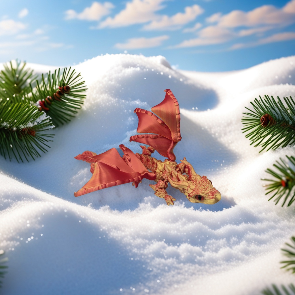 3D打印飞龙炫彩红黑翼龙丝绸色多色解压网红创意摆件详情图4