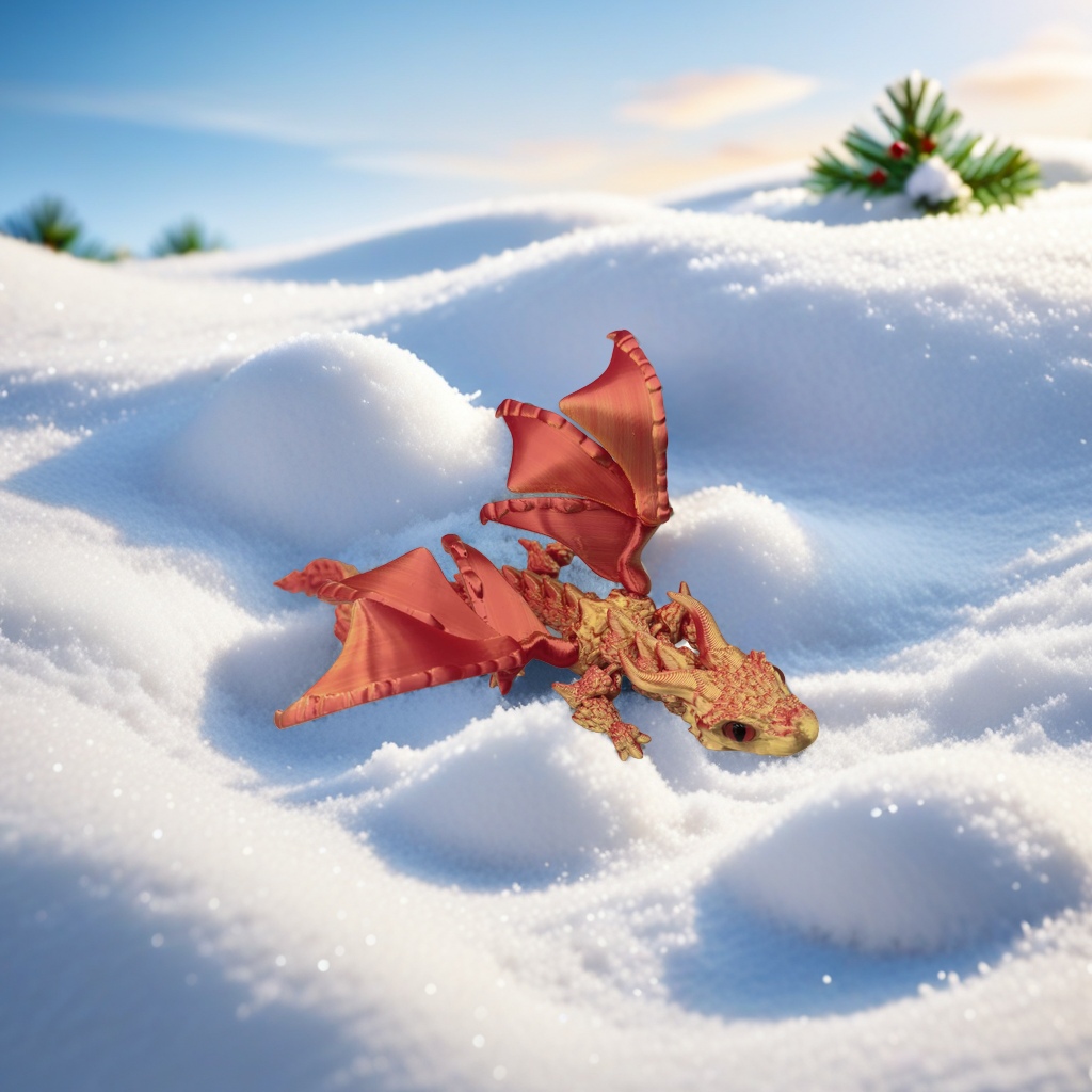 3D打印飞龙炫彩红黑翼龙丝绸色多色解压网红创意摆件详情图1