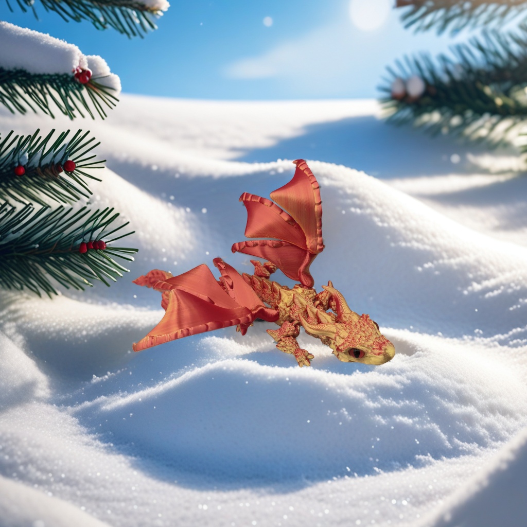 3D打印飞龙炫彩红黑翼龙丝绸色多色解压网红创意摆件详情图2