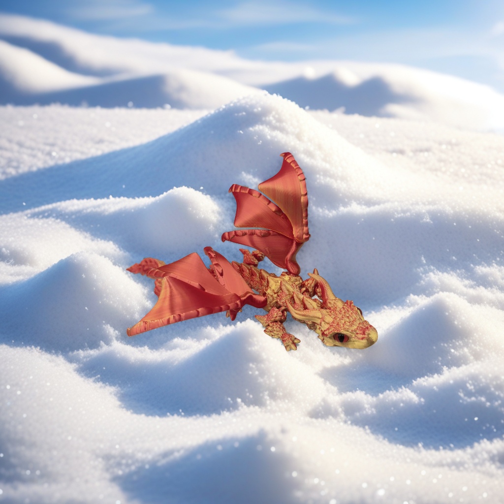 3D打印飞龙炫彩红黑翼龙丝绸色多色解压网红创意摆件详情图3