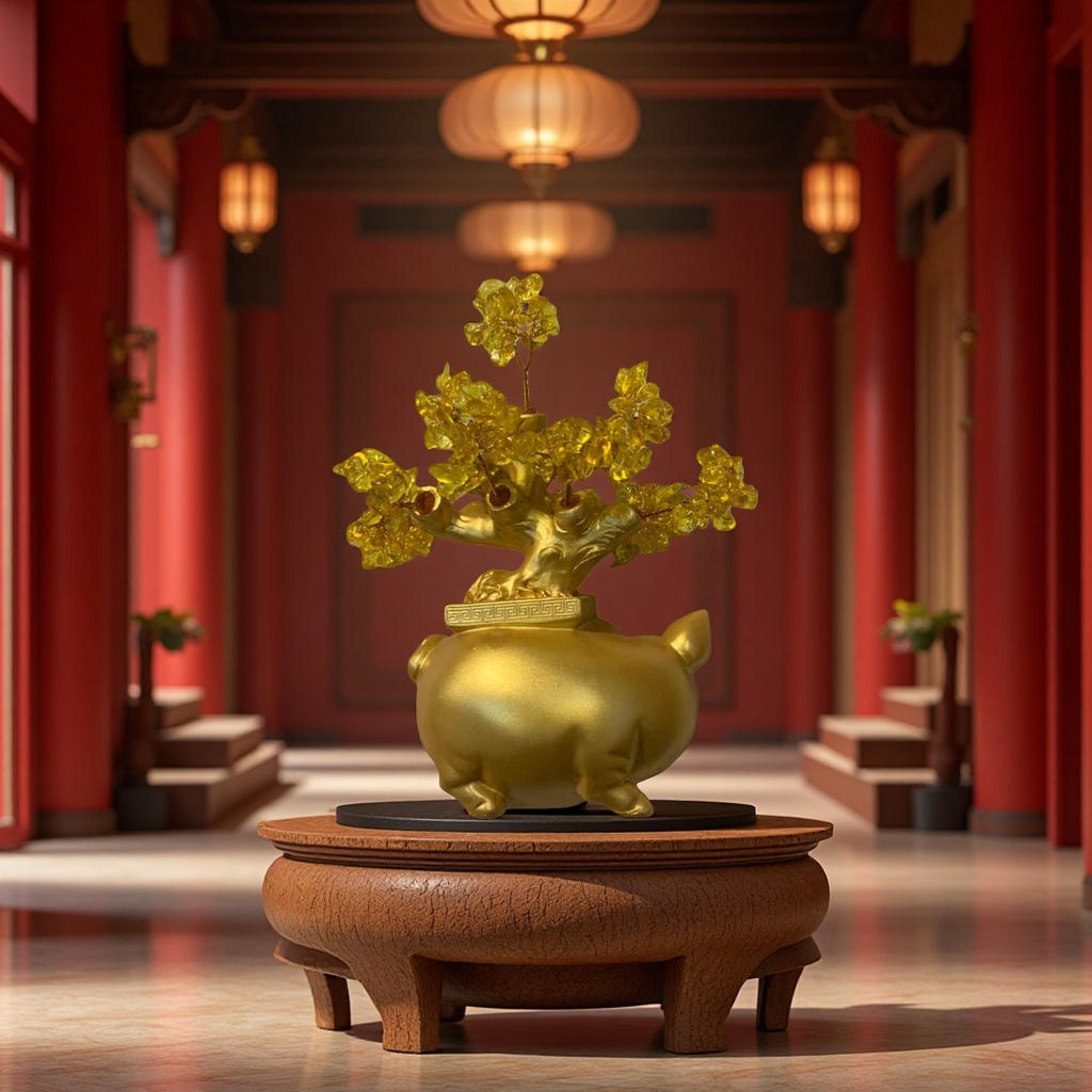 发财猪招财树，工艺摆件，进口产品图