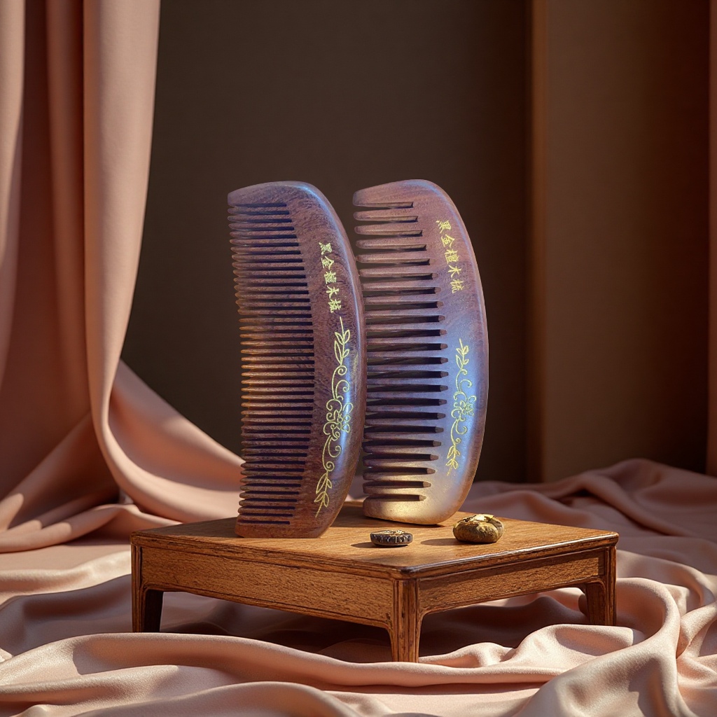 檀木牛角梳天然按摩梳养发防静电梳子