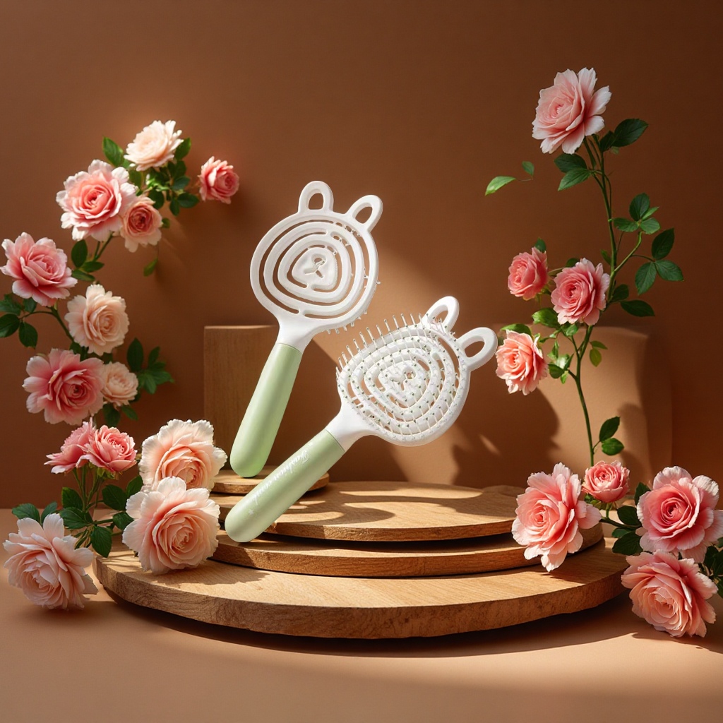 镂空卡通可爱梳子儿童防缠绕梳子