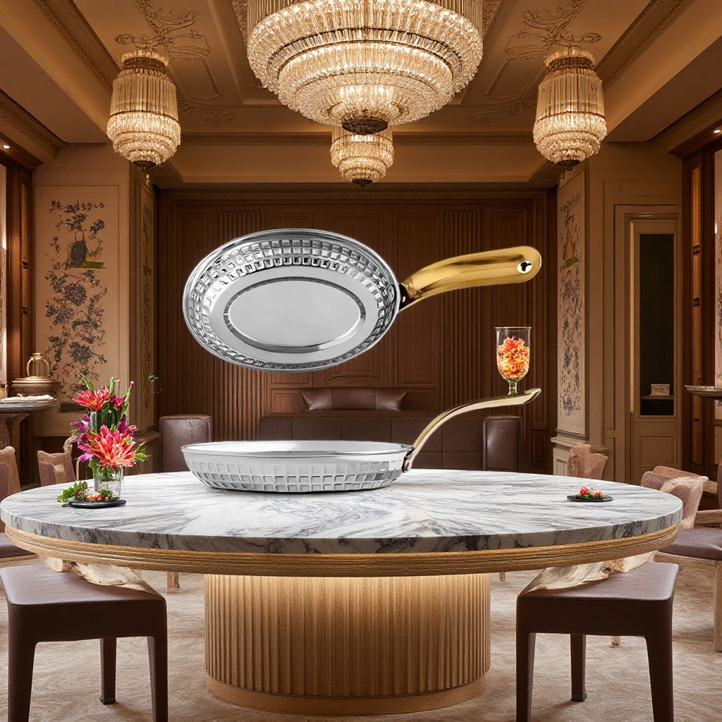 Stainless steel golden double-ear hammer-patterned plate, hotel commercial fried chicken, hot pot restaurant creative snack plate, Western cuisine steak plate Item Picture