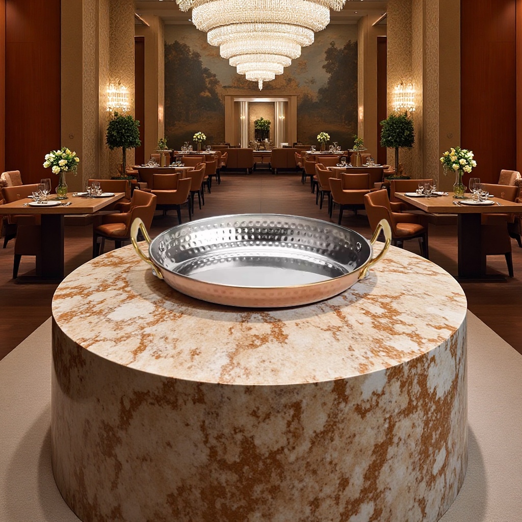 Stainless steel golden double-ear hammer-patterned plate, hotel commercial fried chicken, hot pot restaurant creative snack plate, Western cuisine steak plate Specification image