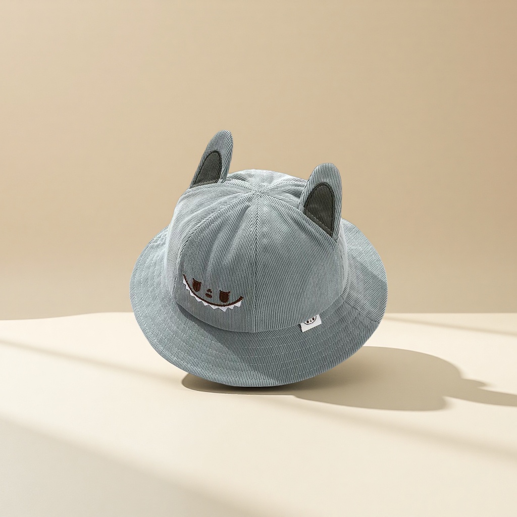 韩版卡通怪兽加厚儿童渔夫帽防晒保暖防风