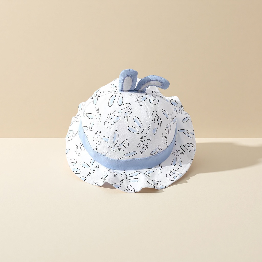 卡通兔子耳朵荷叶边儿童帽盆帽防晒透气可爱夏季新款