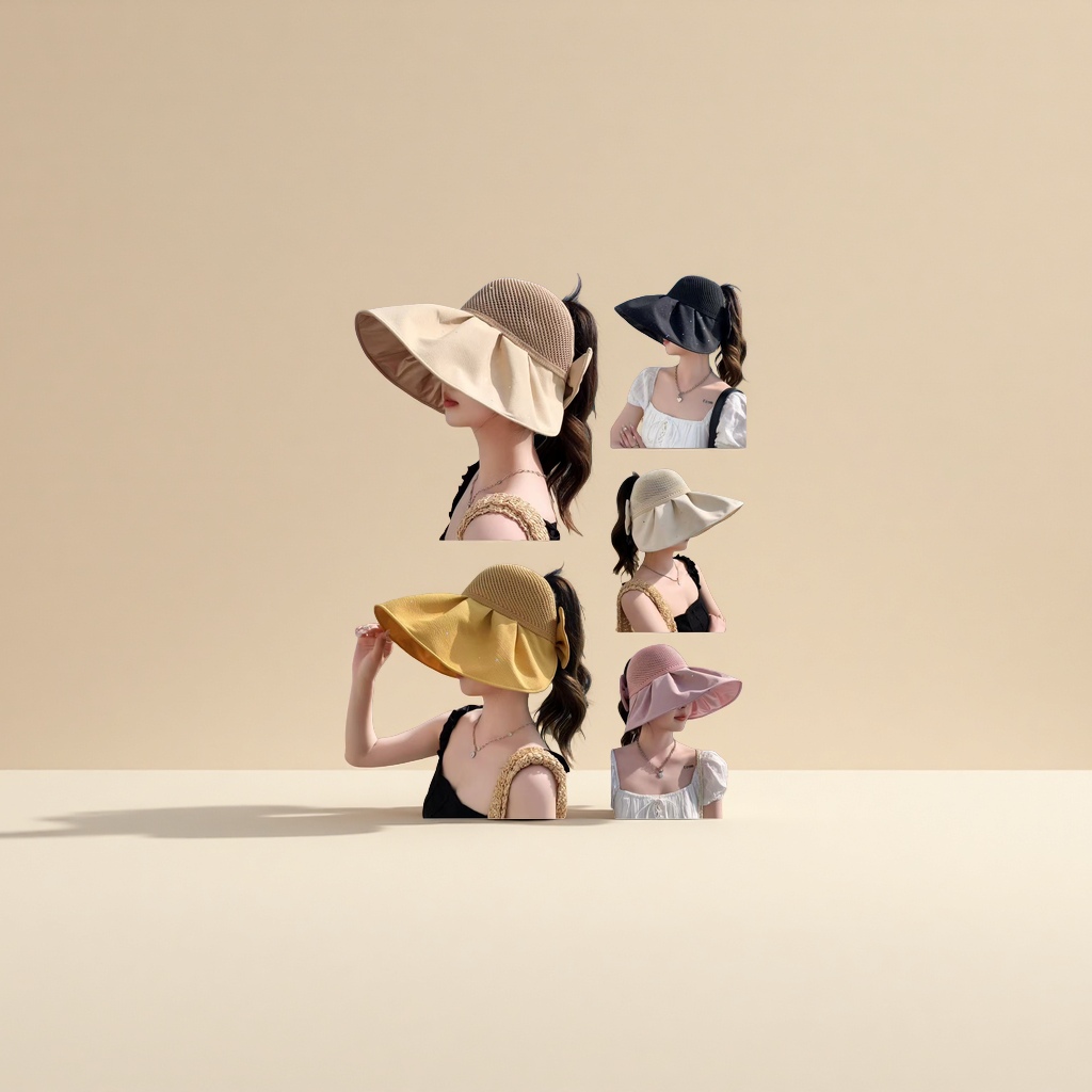 Ladies' sun hat, breathable, sunshade, wide-brimmed UV protection hat Item Picture