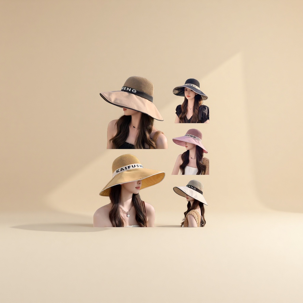 Ladies' sun hat, breathable, sunshade, wide-brimmed UV protection hat details Picture