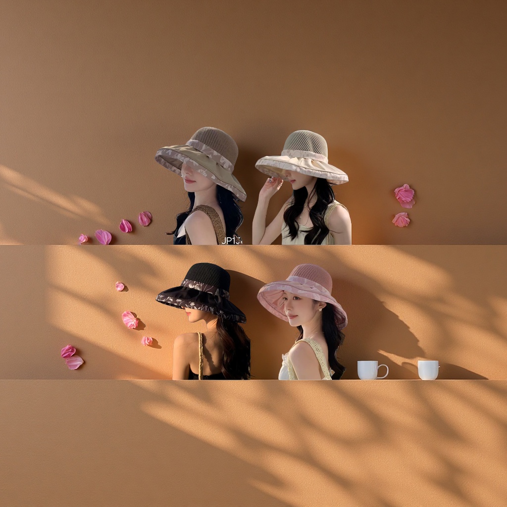 A wide-brimmed women's casual vacation hat with sun protection and breathability Application Scenario