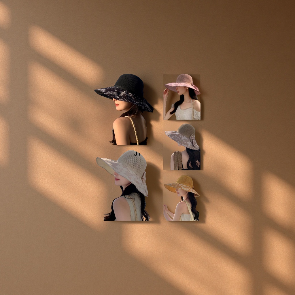 A wide-brimmed women's casual vacation hat with sun protection and breathability Specification image