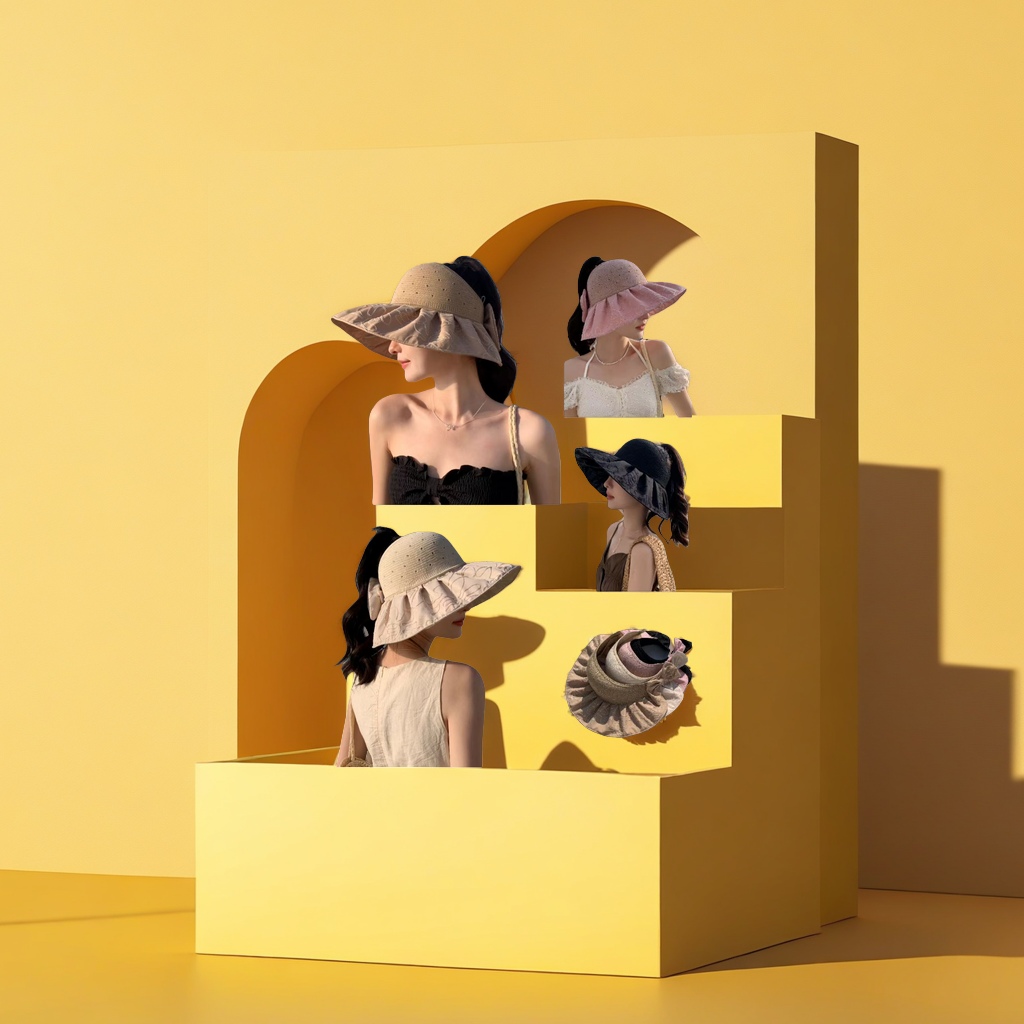 Women's sun protection hat, breathable, sunshade, wide-brimmed UV protection hat for spring and summer