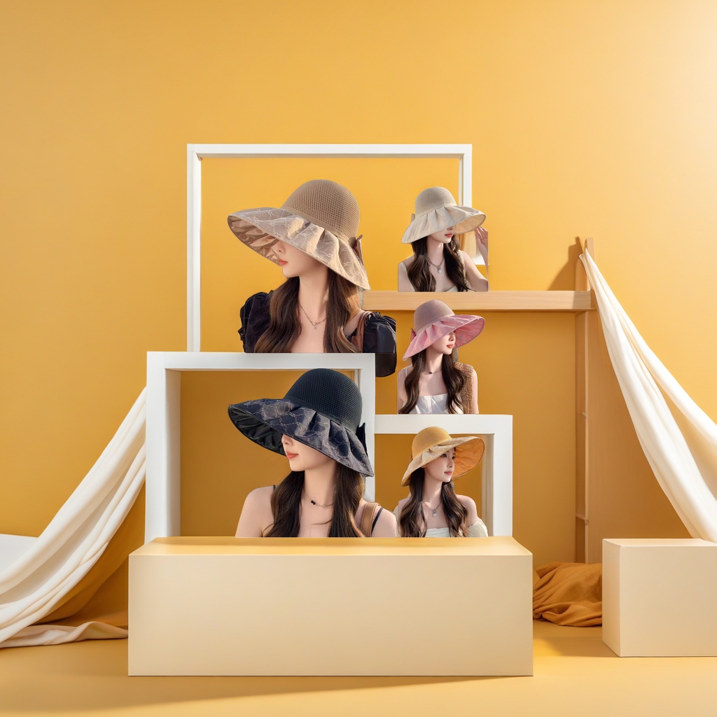 Women's sun protection hat, breathable, sunshade, wide-brimmed UV protection hat for spring and summer Specification image